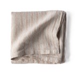 Obrus z miękkiego lnu stone washed 145x145, Hazelnut stripe - Tell Me More