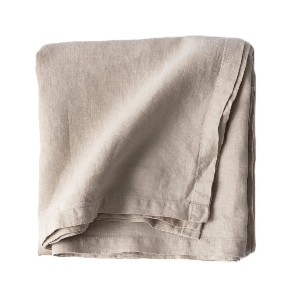 Obrus z miękkiego lnu stone washed 145x145, ciepły szary - Tell Me More