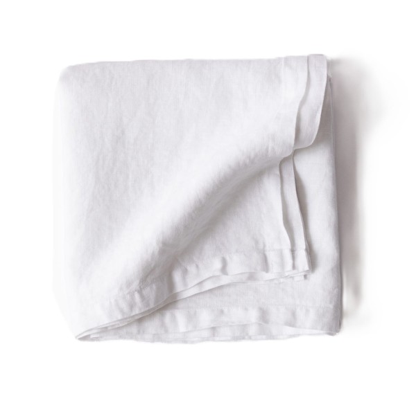 Obrus z miękkiego lnu stone washed 175x175, biały - Tell Me More