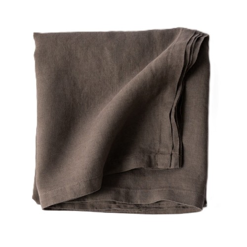 Obrus z miękkiego lnu stone washed 175x175, Taupe - Tell Me More