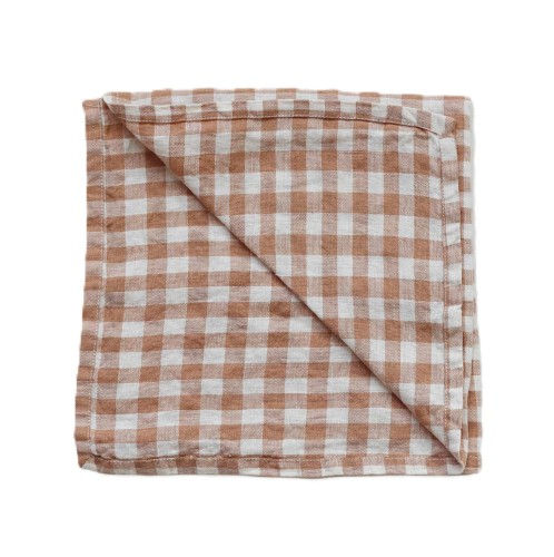 Lniane serwetki na stół z lnu stonewashed Gingham biscuit, 4 szt - Tell Me More