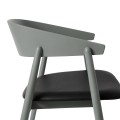 Krzesło drewniane z tapicerowanym siedziskiem AC2, buk szary, skóra czarna - Andersen Furniture