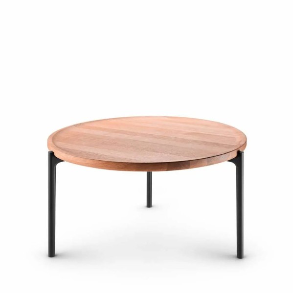 Niski stolik kawowy z drewnianym blatem Savoye Nature Ø60 - PLEASE WAIT to be SEATED