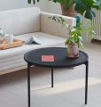 Stolik kawowy z drewnianym blatem Savoye Black Ø60 - PLEASE WAIT to be SEATED