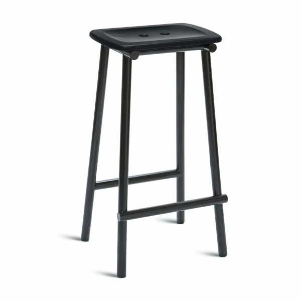 Stołek barowy z jesionowym siedziskiem, Tubby Tube Black 75 - PLEASE WAIT to be SEATED