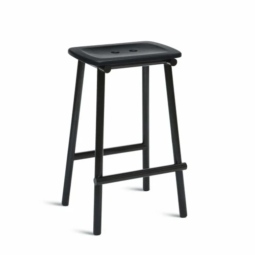 Stołek barowy z jesionowym siedziskiem, Tubby Tube Black 65 - PLEASE WAIT to be SEATED