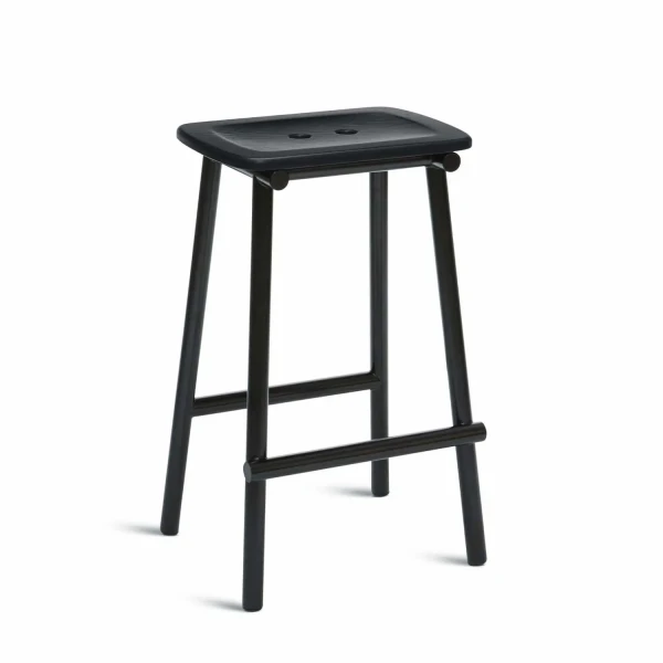 Stołek barowy z jesionowym siedziskiem, Tubby Tube Black 65 - PLEASE WAIT to be SEATED