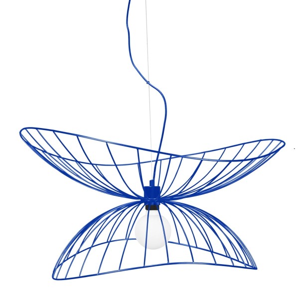 Metalowa lampa wisząca o falującym kształcie Ray 70, niebieska - Globen Lighting