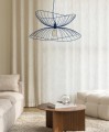 Metalowa lampa wisząca o falującym kształcie Ray 70, niebieska - Globen Lighting