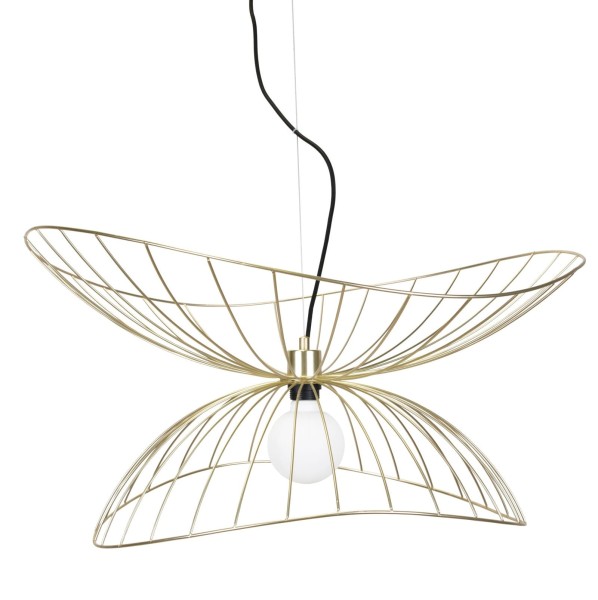 Metalowa lampa wisząca o falującym kształcie Ray 70, mosiężny - Globen Lighting