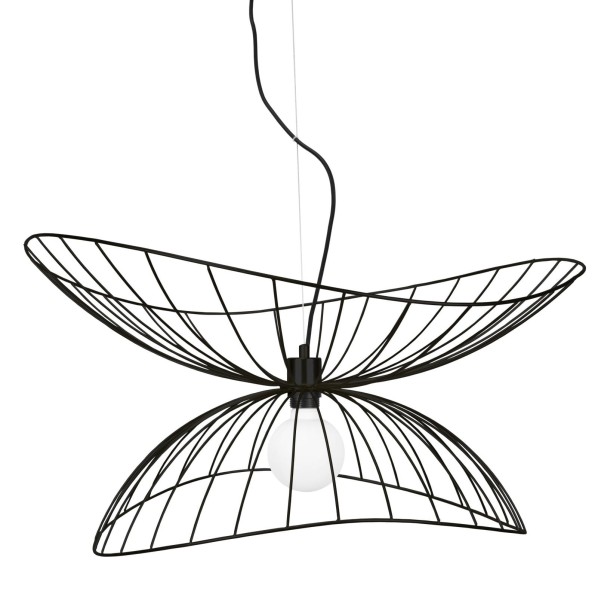Metalowa lampa wisząca o falującym kształcie Ray 70, czarna - Globen Lighting