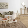 Stoliki kawowe wsuwane pod siebie z nieregularnym blatem Olao, ivory - Atmosphera