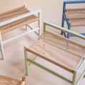 Drewniana ławka z plecionką Heritage 60, szara - Hubsch