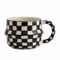 Kubki z kamionki w kratkę Ysia Black 300 ml, 4 szt - Nordal