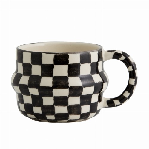 Kubki z kamionki w kratkę Ysia Black 300 ml, 4 szt - Nordal