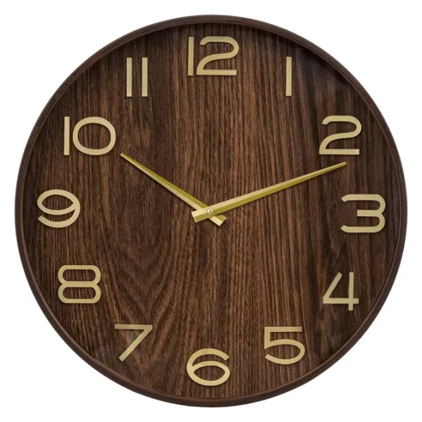 Duży dekoracyjny zegar na ścianę MDF 55 cm, brązowy - Atmosphera