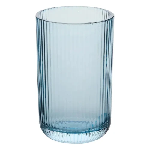 Wysoka szklanka z ryflowanego szkła Ema 430 ml, niebieska - Atmosphera
