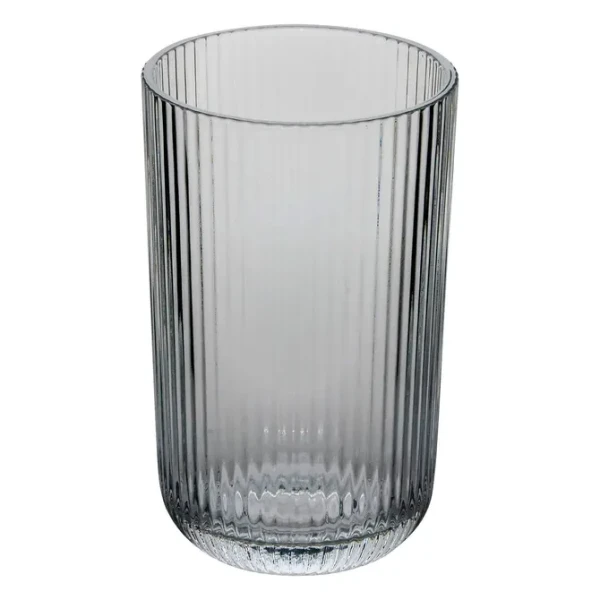 Wysoka szklanka z ryflowanego szkła Ema 430 ml, szara, 6 szt - Atmosphera