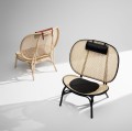 Rattanowy fotel z poduszką ze skóry Nomad bambus Natural skóra Cognac NORR11