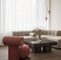 Designerski fotel tapicerowany Hippo Lounge, boucle Barnum - NORR11