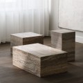 Stolik kawowy z trawertynu Cubism Silver 45x45 - NORR11