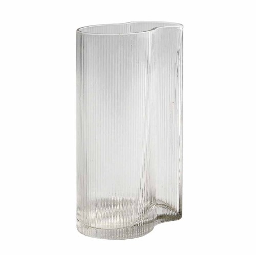 Wazon z ryflowanego szkła dmuchanego Ripe 22 cm - Muubs