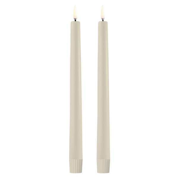 Świeca stożkowa 25 Led na baterie z ruchomym płomieniem, Oyster Grey, 2pak - Uyuni