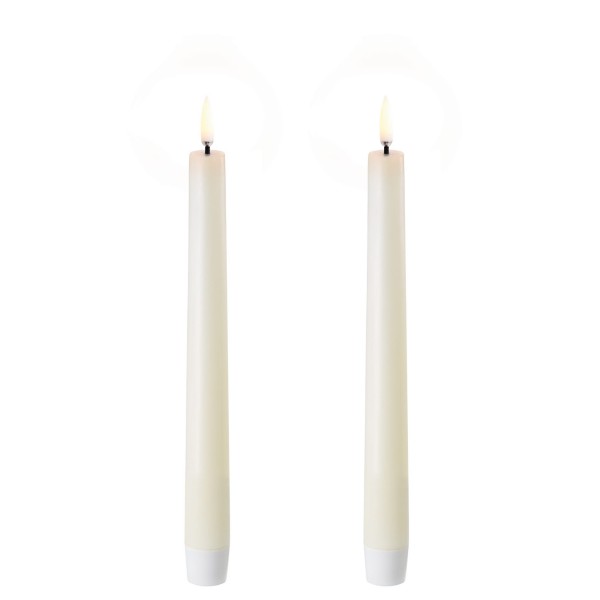 Świeca stożkowa 20 Led na baterie z ruchomym płomieniem, Ivory, 2pak - Uyuni
