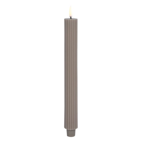 Rowkowane świece stożkowe 25,5 cm, LED na baterie z ruchomym płomieniem, Sandstone, 2 pak - Uyuni