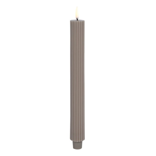 Rowkowane świece stożkowe 25,5 cm, LED na baterie z ruchomym płomieniem, Sandstone, 2 pak - Uyuni
