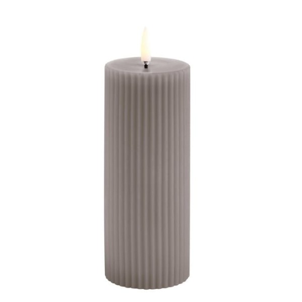 Rowkowana świeca walec 15 cm, LED na baterie z ruchomym płomieniem, Sandstone - Uyuni