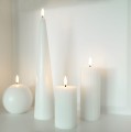 Rowkowana świeca walec 10 cm, LED na baterie z ruchomym płomieniem, biel Nordic - Uyuni