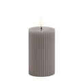 Rowkowana świeca walec 10 cm, LED na baterie z ruchomym płomieniem, Sandstone - Uyuni