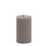 Rowkowana świeca walec 10 cm, LED na baterie z ruchomym płomieniem, Sandstone - Uyuni
