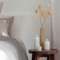 Rowkowana świeca walec 4,5 cm, LED na baterie z ruchomym płomieniem, biel Nordic - Uyuni
