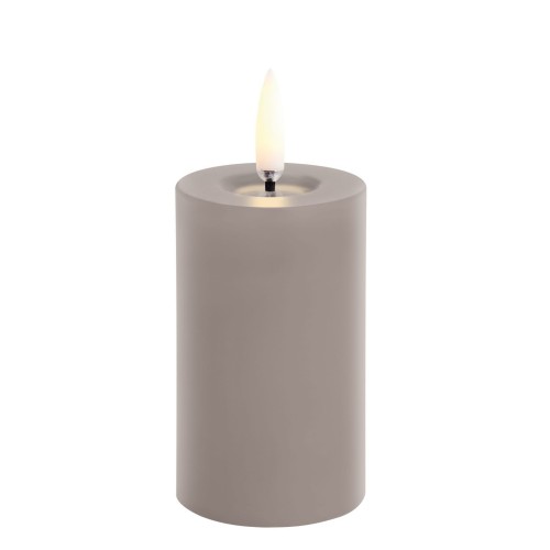 Świeca walec LED na baterie z ruchomym płomieniem Melted Pillar 5x7,5, Sandstone - Uyuni
