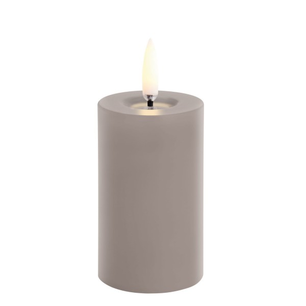 Świeca walec LED na baterie z ruchomym płomieniem Melted Pillar 5x7,5, Sandstone - Uyuni