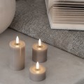Świeca walec LED na baterie z ruchomym płomieniem Melted Pillar 5x14,5, Sandstone - Uyuni