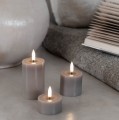 Świeca walec LED na baterie z ruchomym płomieniem Melted Pillar 5x7,5, Sandstone - Uyuni