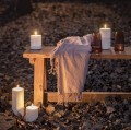 Świeca walec Outdoor zewnętrzna LED z ruchomym płomieniem 8,4x20 cm, biała - Uyuni