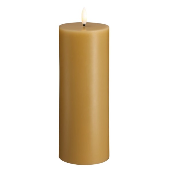 Świeca woskowa LED walec Silk 7,4 x 20 cm, Honey Mustard - Moods and More