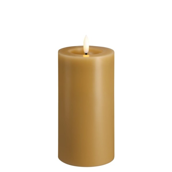 Świeca woskowa LED walec Silk Melted 7,4 x 15 cm, Honey Mustard - Moods and More