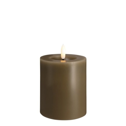Świeca woskowa LED walec Silk Melted 7,4 x 10 cm, Dark Sand - Moods and More