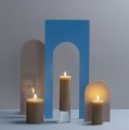 Świeca woskowa LED walec Silk Melted 7,4 x 20 cm, Sand - Moods and More