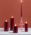 Świeca woskowa LED walec Silk Melted 7,4 x 15 cm, żurawinowa czerwień - Moods and More