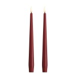 Świeca woskowa na baterie stożkowa Led Silk Slim 25, żurawinowa czerwień, 2 szt - Moods and More
