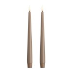 Świeca woskowa na baterie stożkowa Led Silk Slim 25, Sand, 2 szt - Moods and More