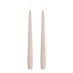 Świeca woskowa na baterie stożkowa Led Silk Slim 25, blady róż, 2 szt - Moods and More