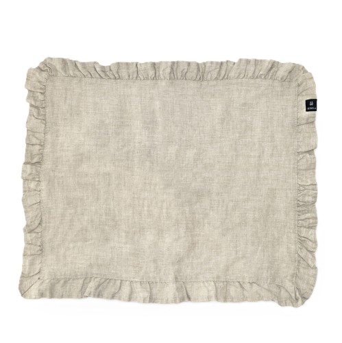 Podkładki na stół materiałowe z falbanką 37x50 lniane Volin Oatmeal, 2-pak - Himla