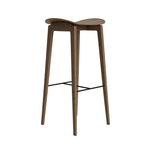 Drewniany dębowy hoker stołek barowy NY11 75 Light Smoked NORR11